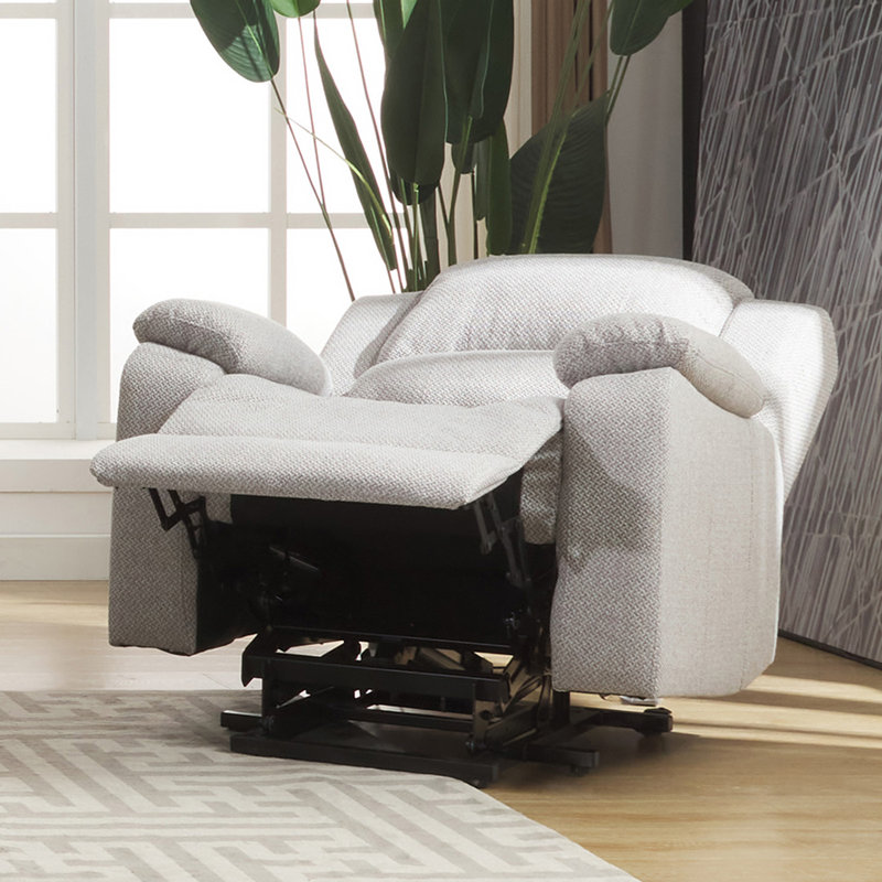 Maissane 1 Seater Upholstered Recliners, Light Grey Polyester Twill