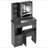 29.2" Small Size Left Drawer Desktop Vanity Table + Cushioned Stool, Large Sliding, Touch Control, Tri-Color Switching, Brightness Adjust LED Mirror, High Capacity Storage, Suitable For Small Space