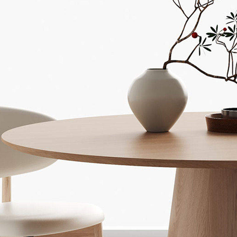 Table de salle à manger en bois massif Log Style, H 29,52 po x L 59,05 po x l 59,05 po, 7 pièces : table, 6 chaises