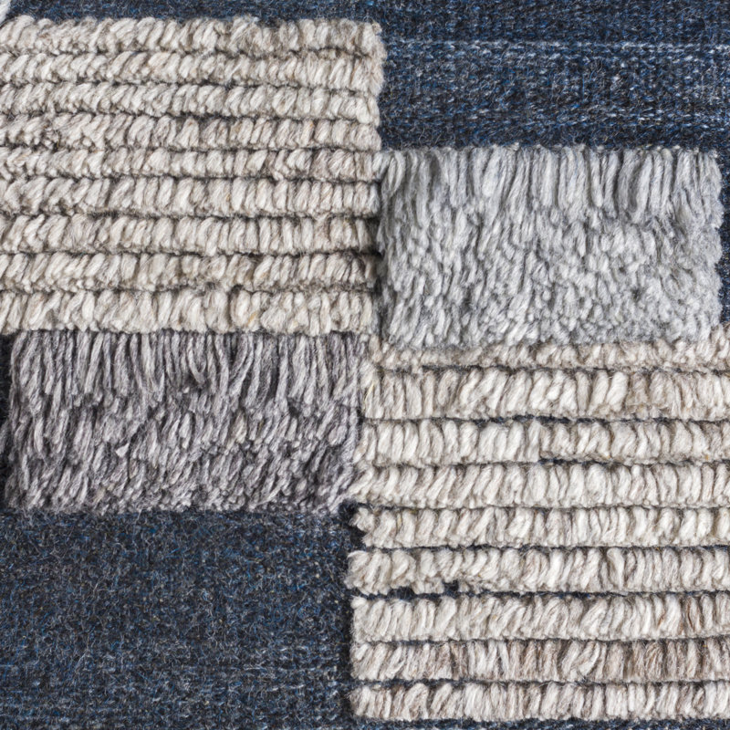 Baracoa Hand Knotted Dark Blue and Light Beige Pillow