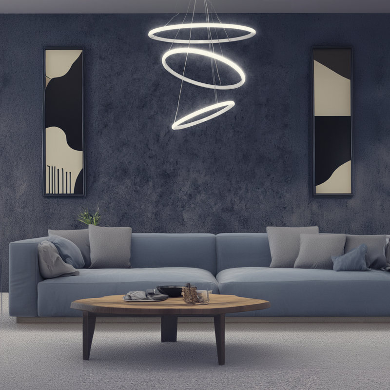 Elegant Adjustable Chandelier, 30 to 50 Diameter, White Aluminum Body | LED 6500K, 60-80 Watts | Modern Design with Electrostatic Coating | Perfect for Living Rooms, Dining Areas & Contemporary Spaces