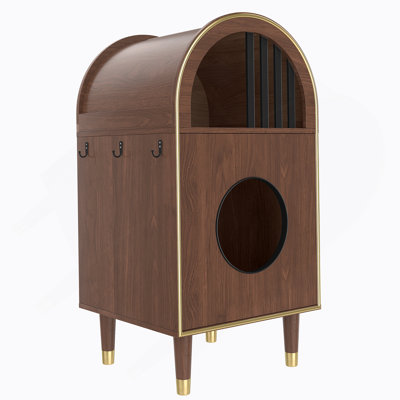 Enceinte de litière pour chat, lit pour chat 2-en-1, abri pour chat avec refuge confortable à deux niveaux pour 2 chats, maison pour chat mignon pour dormir, maison et mobilier de chat de luxe, espresso