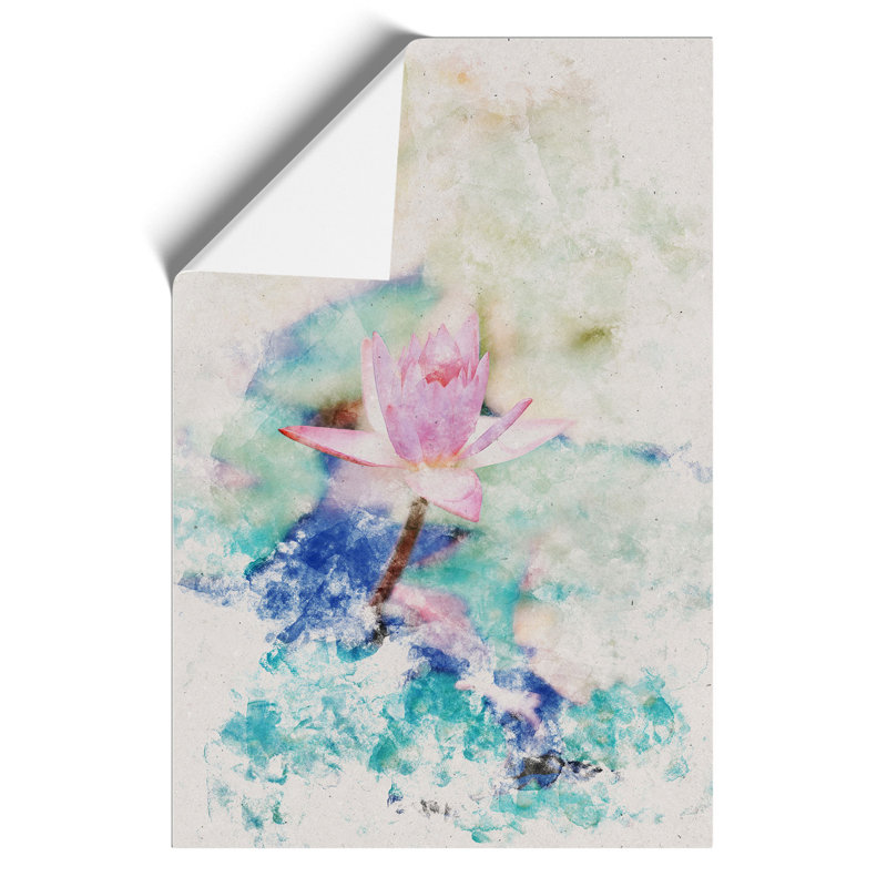 Pale Pink Water Lily - Unframed Painting, 59cm H x 42cm W x 0.1cm D