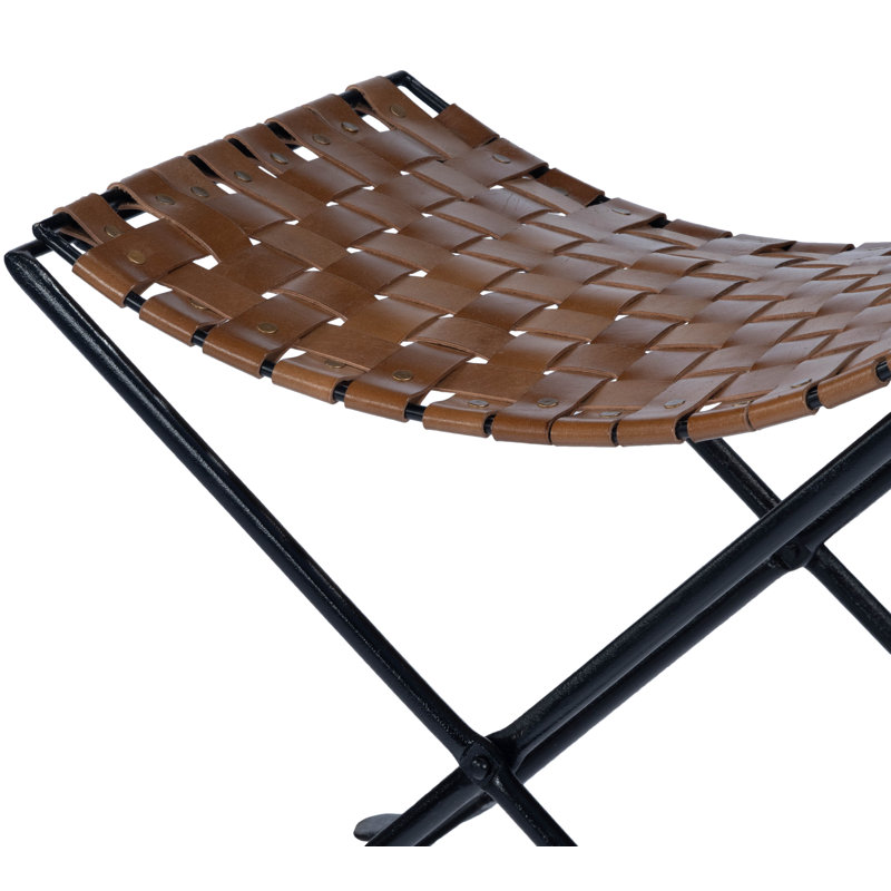 Karma Woven Leather Stool
