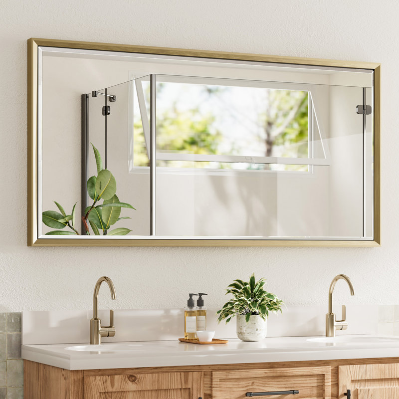 Miroir de salle de bain mural Lohoski, Or, 24 po x 48 po