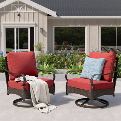 Swivel Patio Lounge Chairs With Cushions (set Of 2)