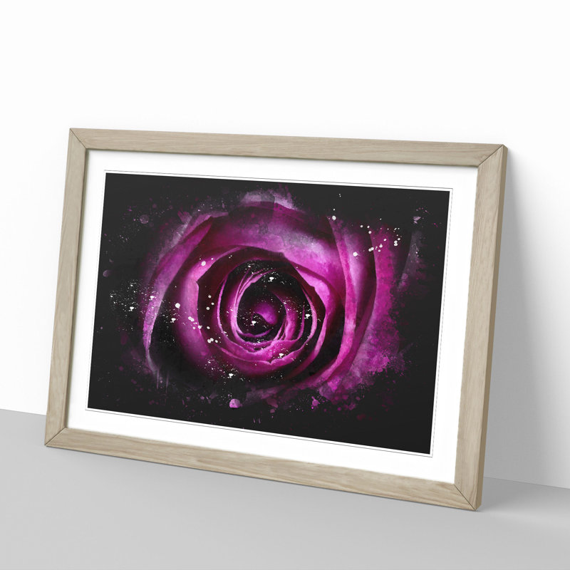 Purple Rose Flower Vol.2 1 Piece Single Picture Frame Wall Art, 27cm H x 36cm W x 2cm D, Oak Framed