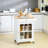 27" Rolling Kitchen Island Cart With Drawer And Glass Door Cabinet, Kitchen Trolley With Adjustable Shelf And Towel Rack