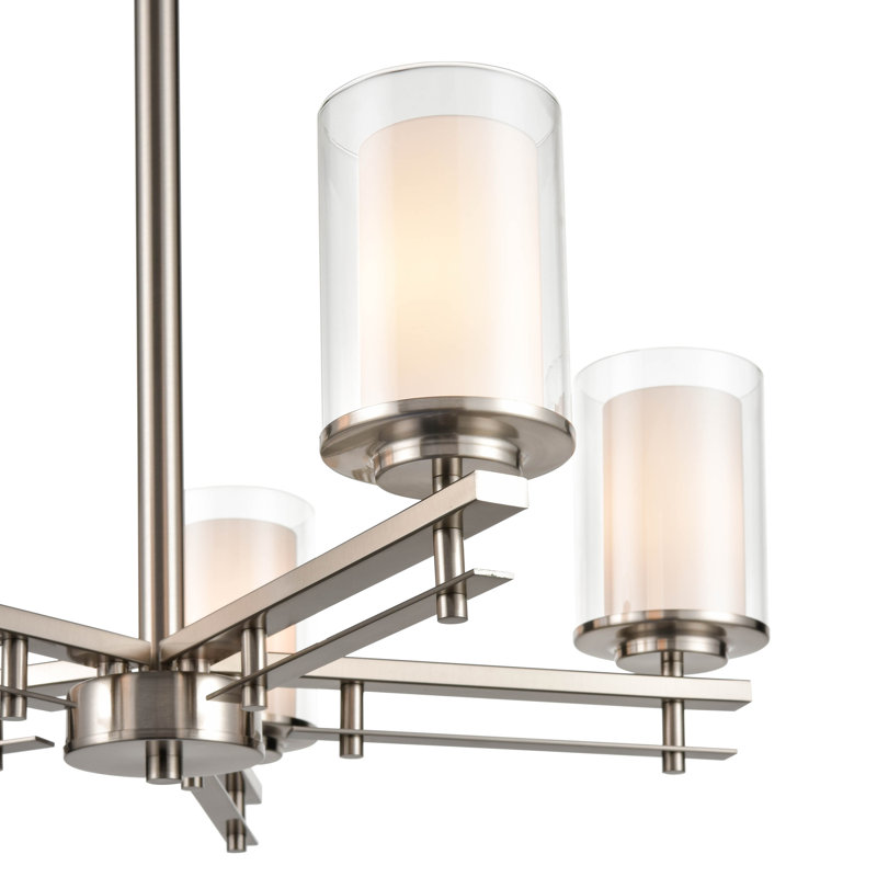 Lustre classique unique à 5 lumières , Nickel brossé