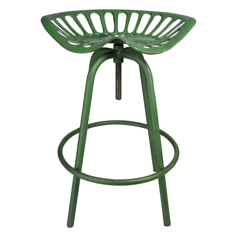 Edith Swivel Adjustable Height Counter Stool with Metal Frame, Green