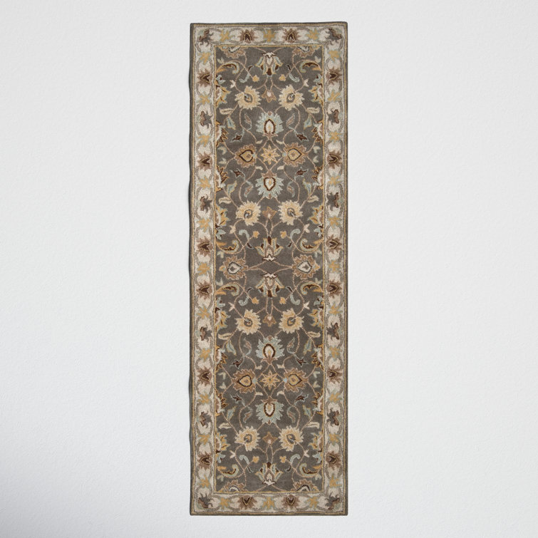 Arden Floral Handmade Tufted Wool Charcoal/Light Beige/Yellow Area Rug