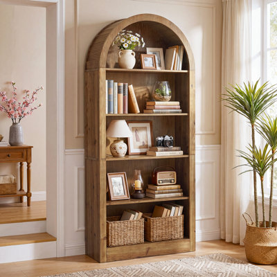 Bibliothèque en bois massif à 70 niveaux H 70,87 ", étagère de rangement et de présentation pour salon, bureau