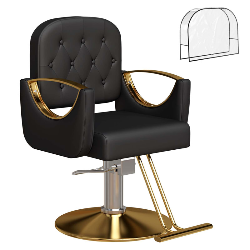 Fauteuil de coiffeur Fauteuil de coiffeur pivotant sur 360 degrés Fauteuil de coiffeur pivotant avec capacité hydraulique de 330 lb pour spa tout usage, noir