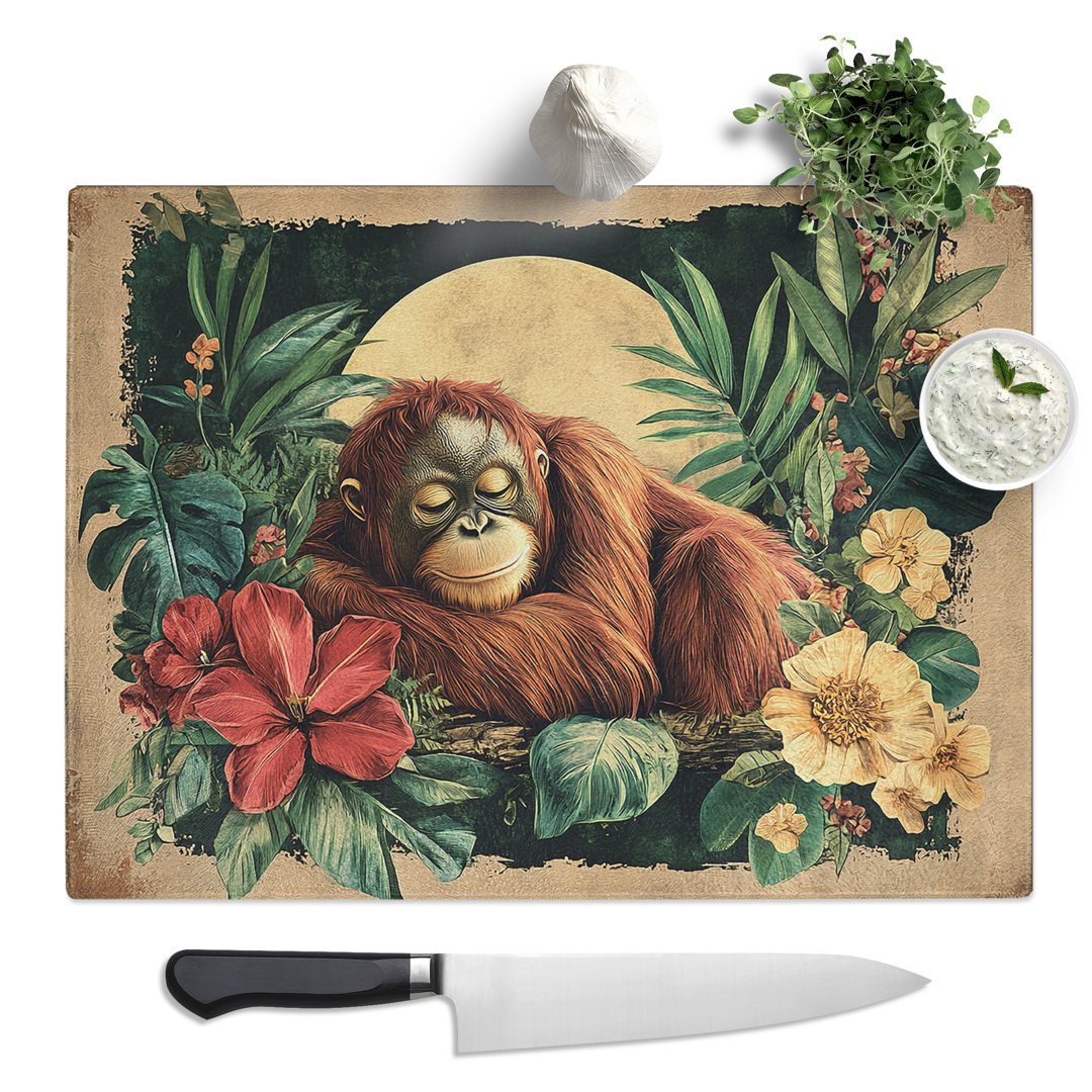 Orangutan Design  Glass Chopping Board