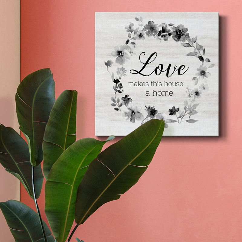 «Love Make This House», reproduction d'art textuel sur toile tendue, H 10 po x l 10 po x P 1,5 po