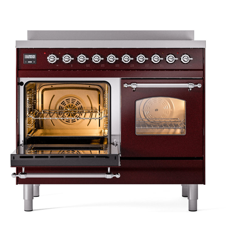 ILVE Nostalgie II 40 in Induction Range, Burgundy/Chrome