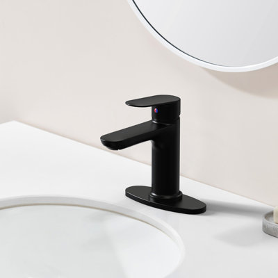 Robinet noir mat moderne pour salle de bain - 1 poignée à fixation sur le comptoir