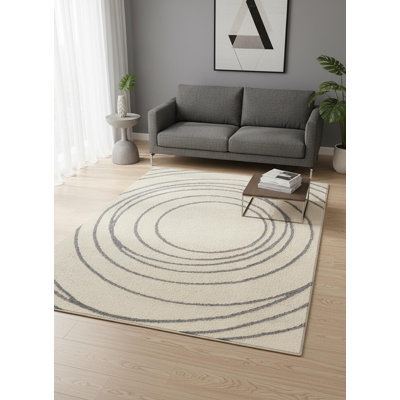 Tapis abstrait crème et gris 5 pi x 8 pi