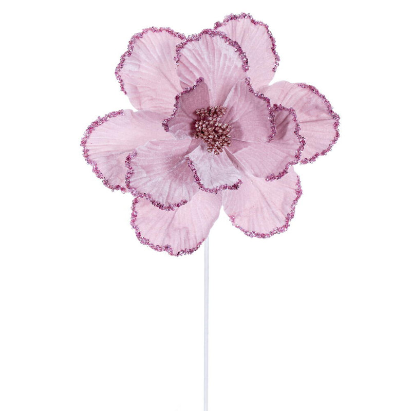 10" x 20" Burgundy Velvet Bead Trim Magnolia Stem. It includes three pieces per bag., Pink