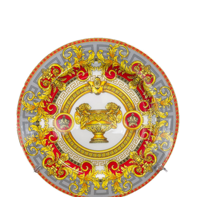 Service de table en porcelaine tendre 16 pièces en noir et gris, service pour 4 personnes, Rouge