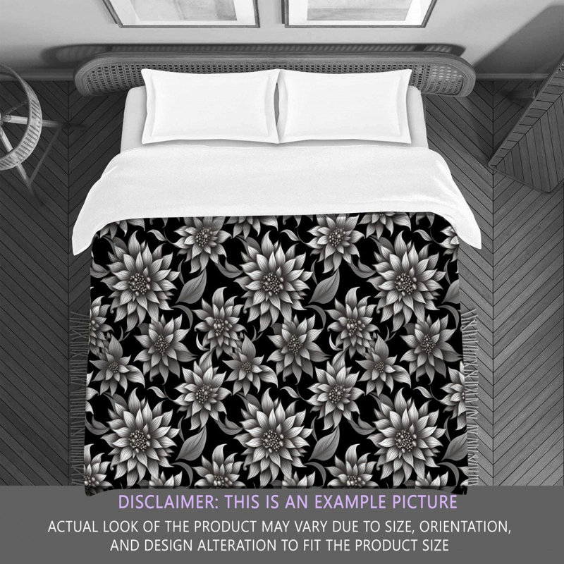 Machine Printed Comforter, Twin Extra Long Comforter, Black/Gray