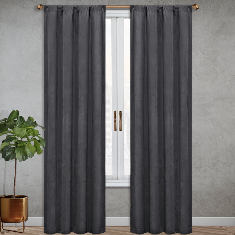 Hollinger Blackout Curtain Pair, 52" W x 95" L, Pewter