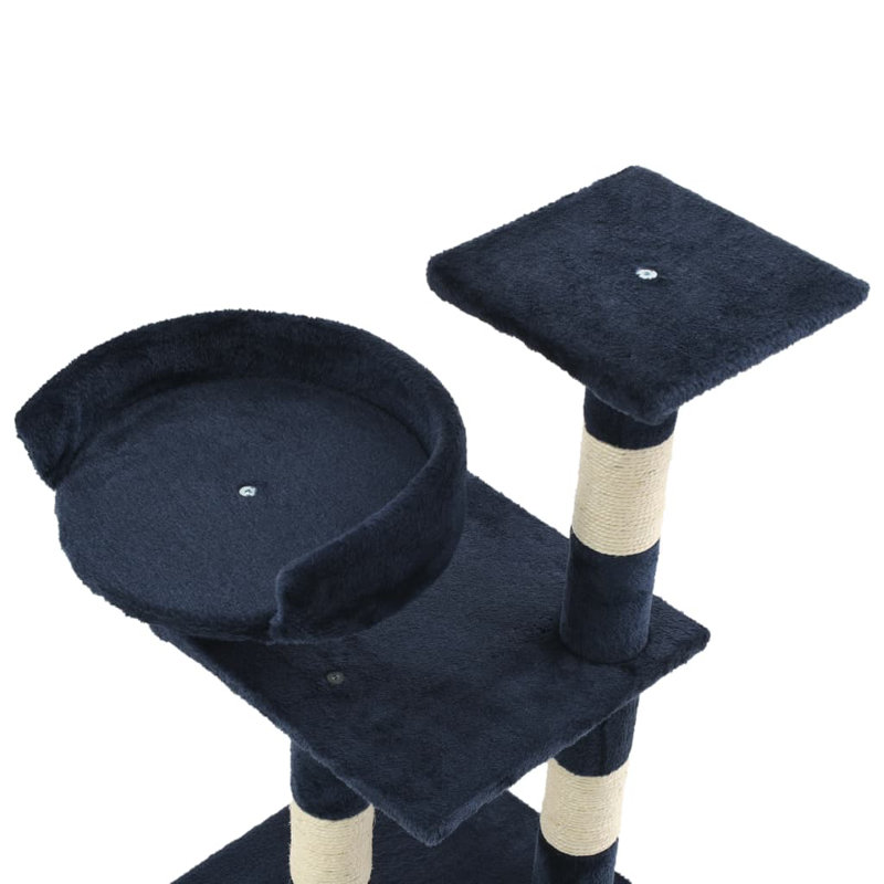 Arbre à chat vidaXL Bleu, panneau de particules, corde en sisal moelleux et durable