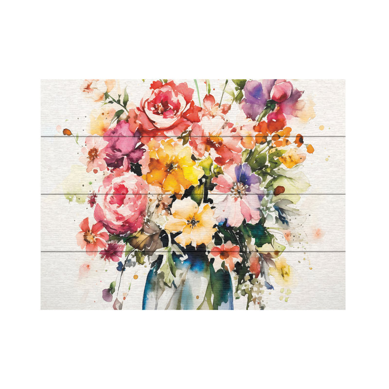 Incado Vibrant Bouquet Wood Slat Art, H 12 po x l 16 po