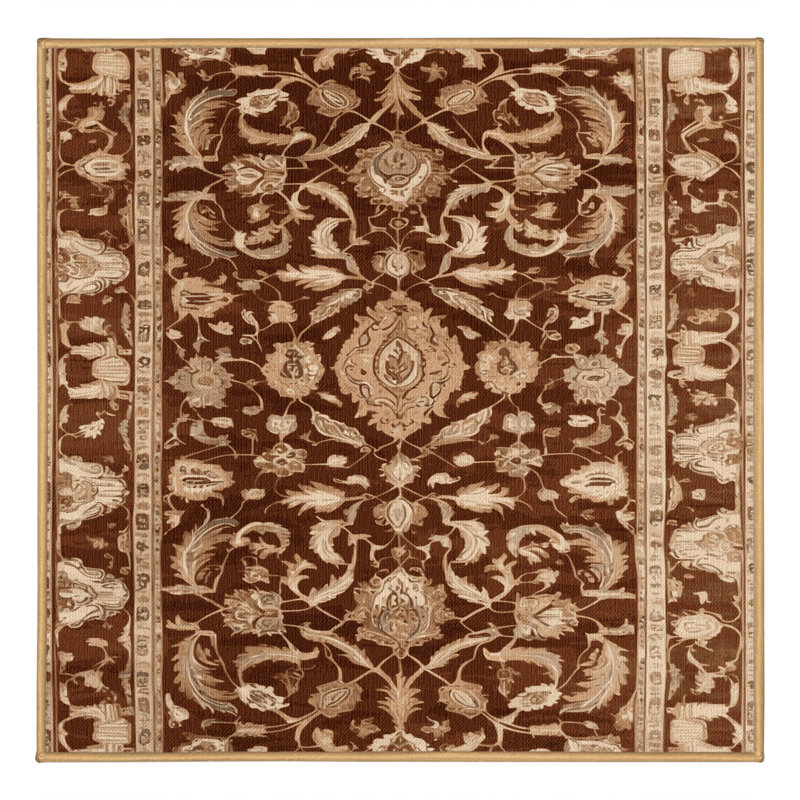 Tapis brun lavable à la machine, Carré 7 pi