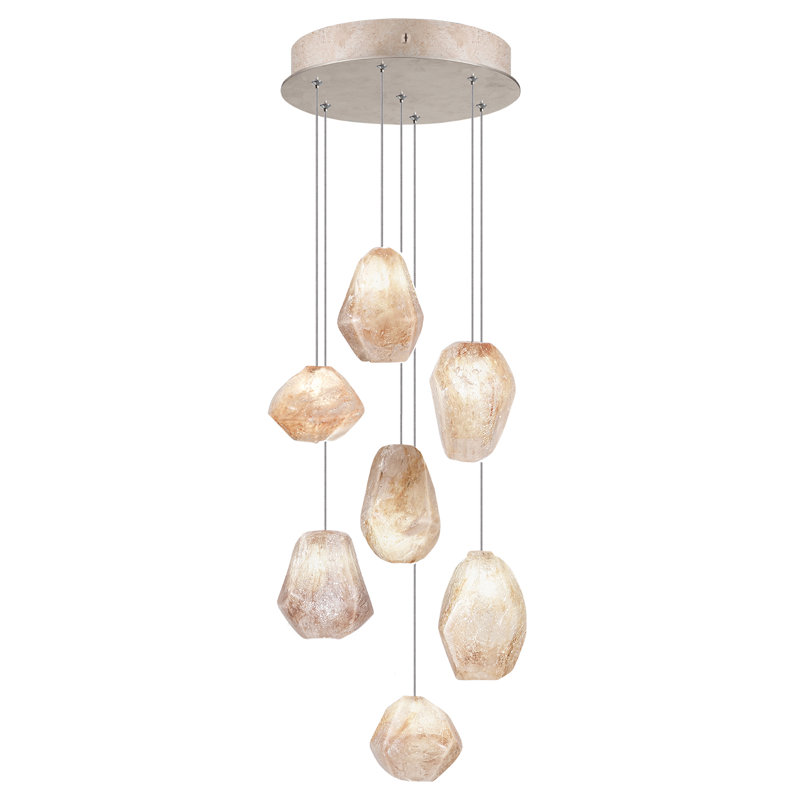 Silver Glass 14" Round Pendant Light with LED