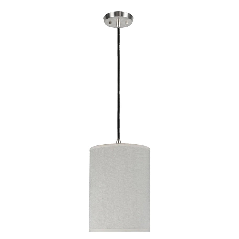 Sam 1 - Light Satin Nickel Single Pendant, Off White