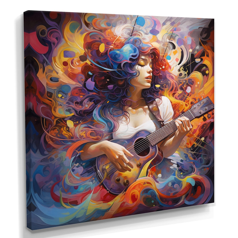 «Seeing The Music», joueur de guitare coloré, Toile tendue, H 30 po x l 30 po x P 1 po
