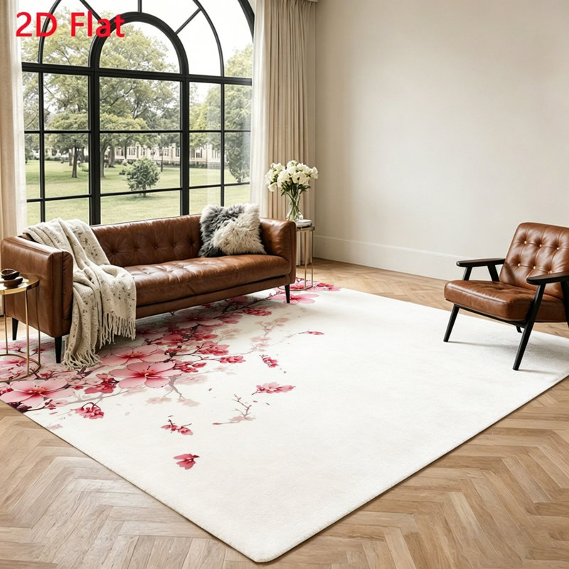 Floral Area Rug, Soft Plush Stain Resistant Non-Slip Machine Washable Shag, Indoor Floor Mat for Living Room, Bedroom, Entryway, Home Office and Dining Spaces