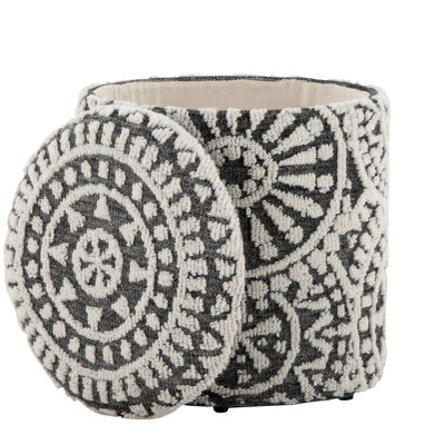 18-Inch Black And Handwoven Wool , Knotted Design, Removable Lid, Multi-Functional, No Assembly Required
