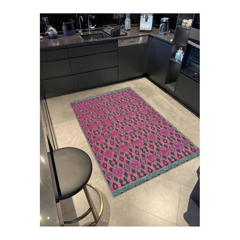 Tapis décoratif lavable à la machine rose, Sous-tapis carré 3 pi 3 po inclus