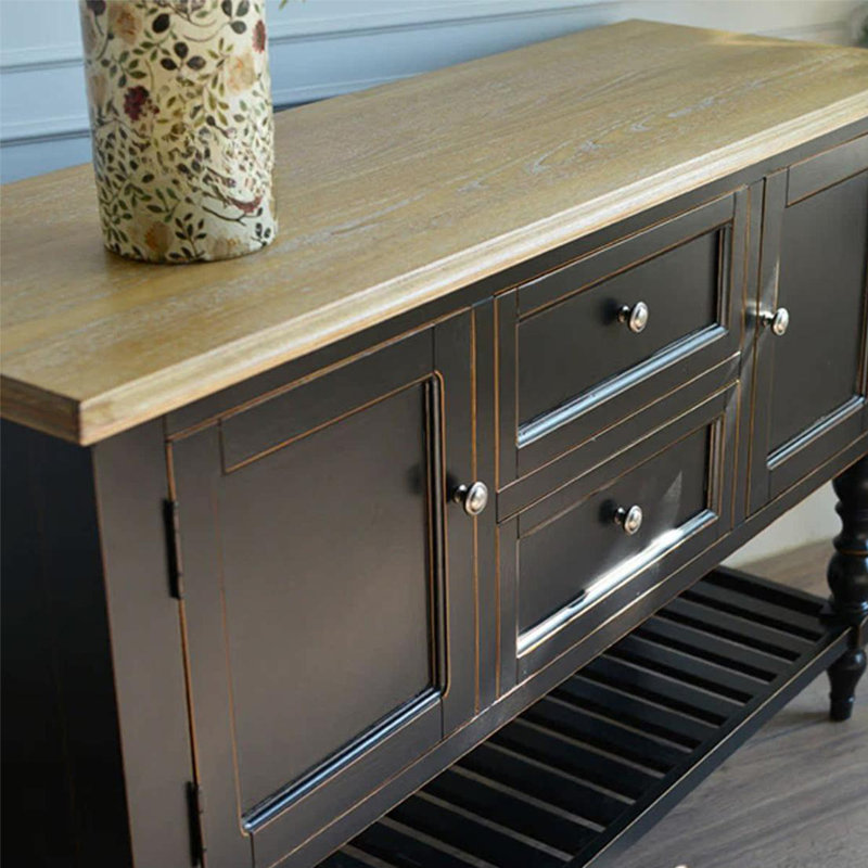 Rural Style Multifunctional Console Table, 35.43" H x 52.76" W x 17.72" D, Black