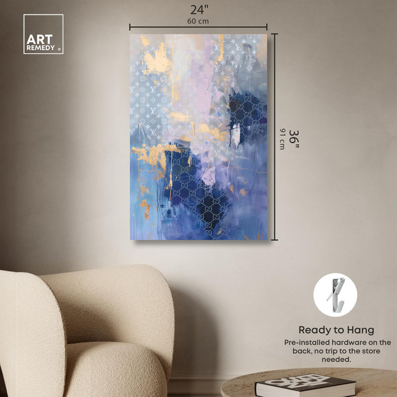 Dreamy Jewel Glam Blue and Gold Canvas Art Print