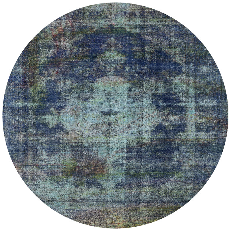 Tapis bleu/gris, Rond 6 pi