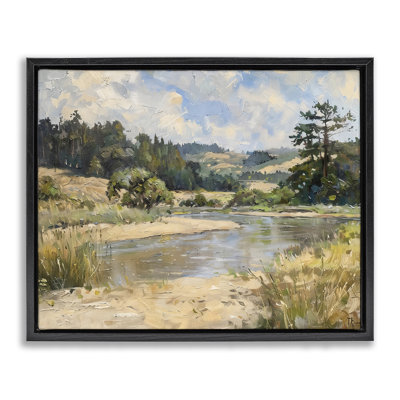 Sunlit River Landscape Floating Frame, design by LSR Creative Studio