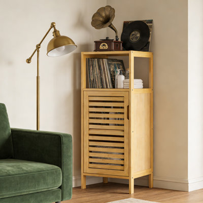 Narrow Bamboo Storage Cabinet, 4-Tier Floor Organizer For Bathroom