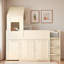 Lit mezzanine en bois avec bureau, tiroirs et armoires-1812186067