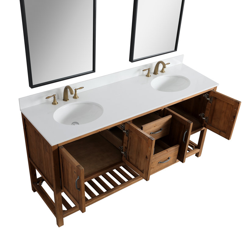 Base de meuble-lavabo double 71 po en noyer de Dallan