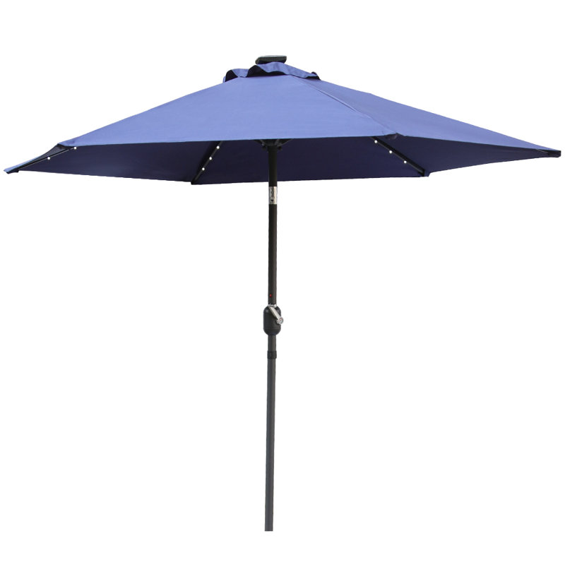 Martigues 2.5m Traditional Parasol with Lights, Dark Blue