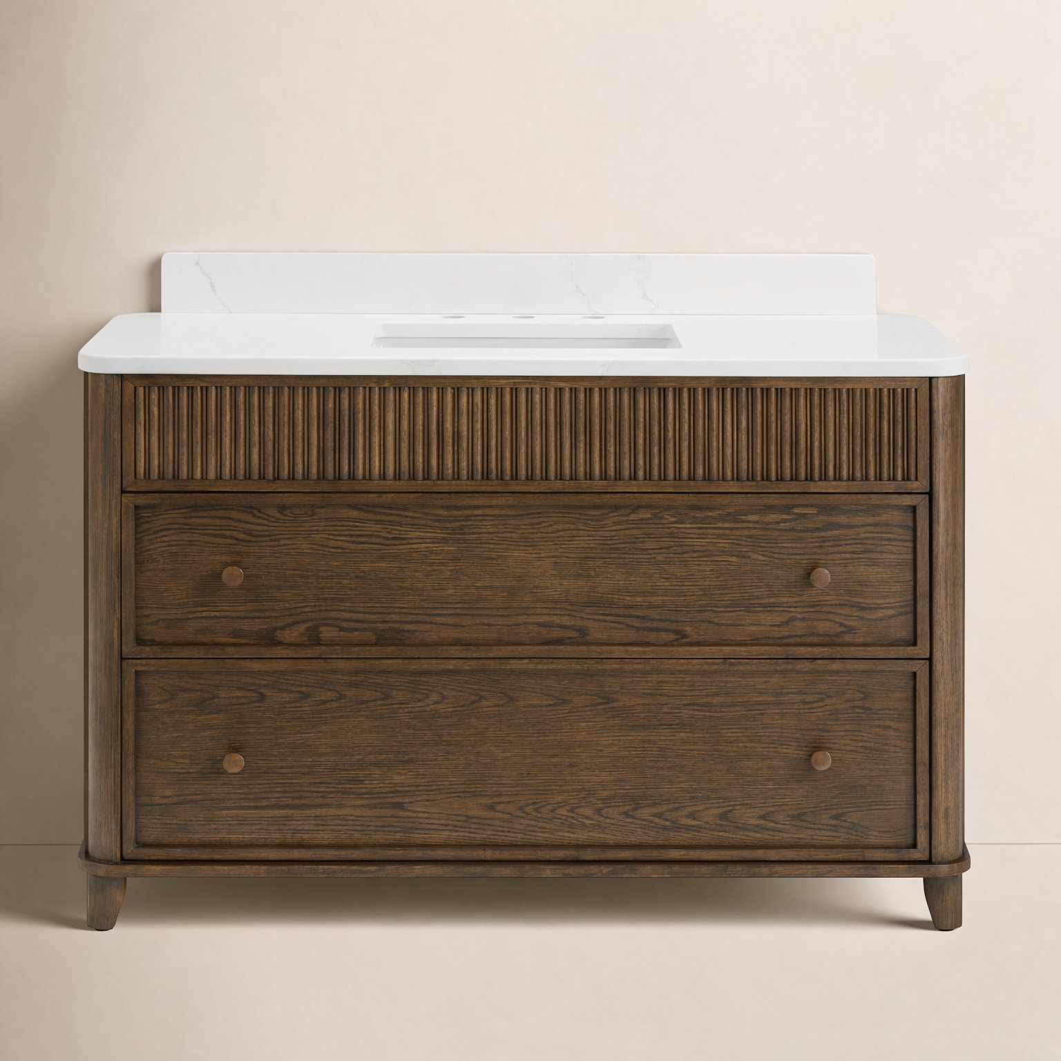 Kennedy Bathroom Vanity In Natural Enhanced Oak, 48", Enhanced Brown Oak