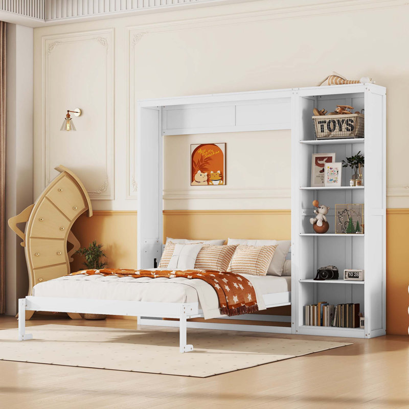 Lit escamotable en bois massif Mirosavka, Double, Blanc