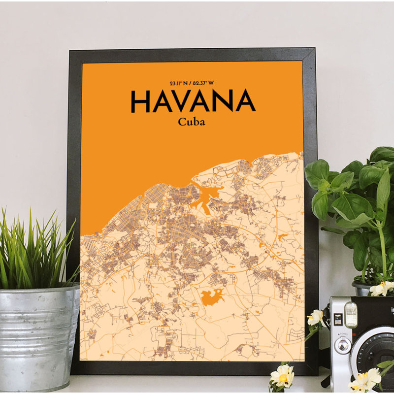 Havana City Map - No Frame Print, 50.8 cm H x 40.6 cm W x 0.1 cm D
