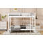 Lit superposé grand en bois avec échelle, blanc-341365994
