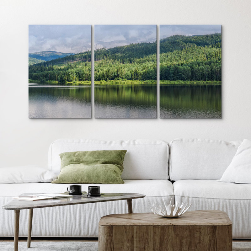 Nature, paysage, émeraude, vert, montagne, campagne, campagne, montagne, paysage, nature, moderne, décor, Toile tendue