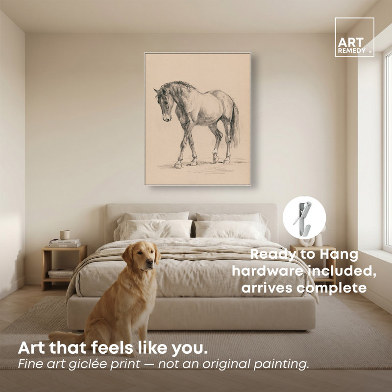 «Graphite Mare III», reproduction d'art sur toile encadrée, H 46 po x l 37 po, Cadre argenté