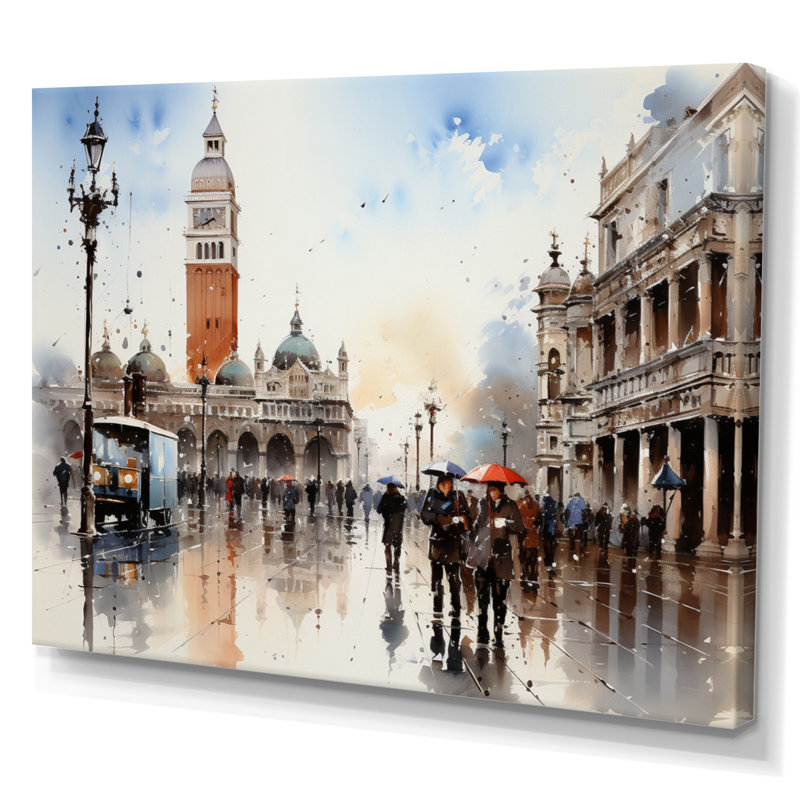 Italie, Italie, Place Saint-Marc II, impression d'art mural, H 16 po x l 32 po x P 1 po, Toile tendue